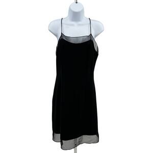 Richard Warren Petites Slip Dress WMNS SZ 10 Black Chiffon Sleeveless Thin Strap
